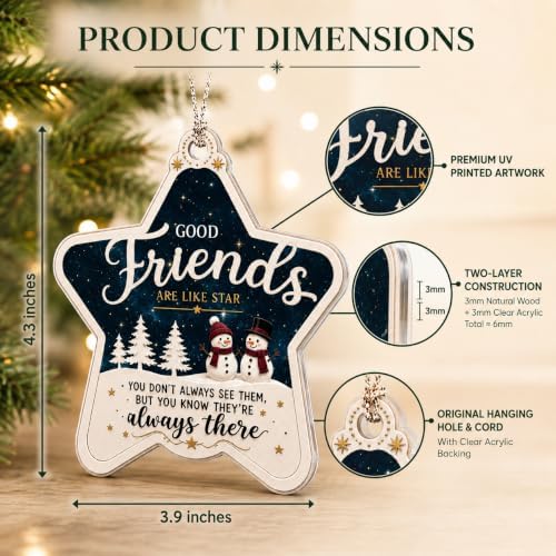 Best Friend Christmas Ornament, Friendship Ornament with Inspirational Quote, Friends Ornament for Christmas Tree, for Friends Women, Friendship Keepsake - Image 4