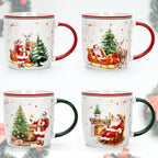 Cabtnca Christmas Mugs, Christmas Mugs Set of 4, Ceramic Christmas Mug, Santa Mug, Holiday Mugs, Xmas Mug Decor, Marry Christmas Gift for Women Kids, 11 Oz - Image 2
