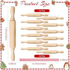 Tioncy 12 Set Christmas Baking Gifts Mini Wood Rolling Pin & Cookie Cutters - Image 2