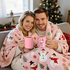 Set of 6 Pink Christmas Mugs, 10 oz Ceramic Coffee Cups - Image 7