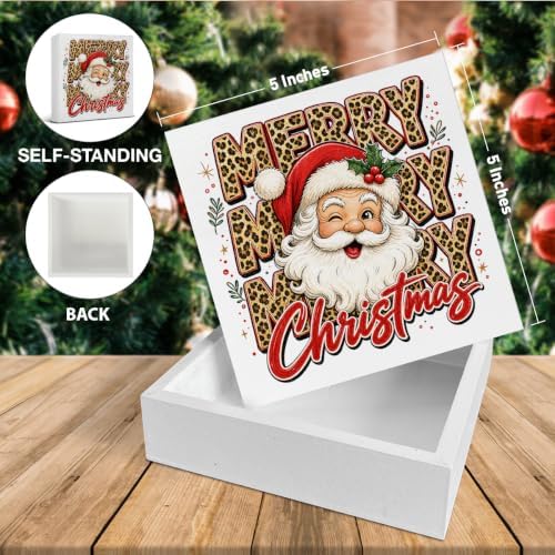 Leopard Christmas Decor, Santa Claus Christmas Wooden Sign Decorations - Image 2