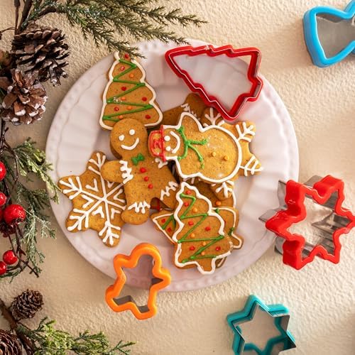 JOYIN 13PCS Christmas Cookie Cutters Set in Stainless Steel with a Rolling Pin for Xmas Holiday Party Baking Supplies, Gingerbread Men, Socks, Christmas Tree, Snowflake, Candy Cane for Baking - Image 5