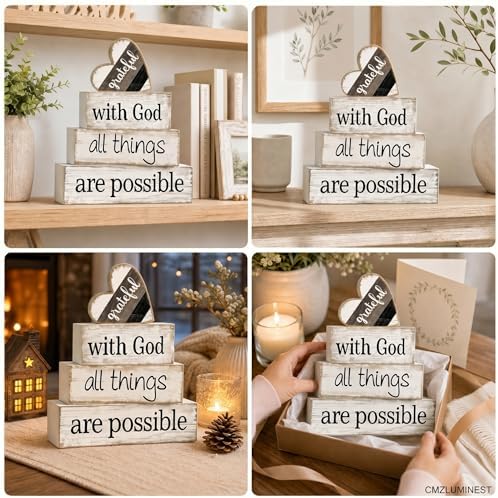 Farmhouse Table Decor, 4pcs Christian Religious Home Decor - Image 6