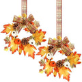 Syhood 2 Pcs 9 Inch Small Fall Wreath for Cabinet Mini Fall Wreath by Syhood