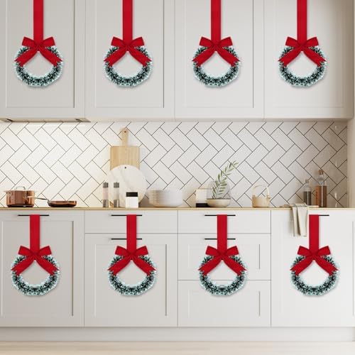 Retrowavy 12 Pcs Small Christmas Kitchen Cabinet Wreaths with Ribbon - Image 3
