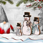 Suzile 3 Pcs Christmas Snowman Decoration Rustic Wooden Winter Indoor Decor - Image 5