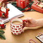 Vesici Christmas Mugs Ceramic Cute Coffee Mug with Handle,Red Bow - Image 4