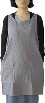 Cotton Linen Japanese Apron Halter Cross Back Bandage X Shape Aprons Two Pockets - Image 7