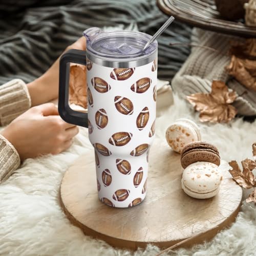 Fall Thanksgiving Tumbler with Lid and Straw 40oz,Cute Football Vacuum Insulated Leak Proof Stainless Steel Coffee Cup for Game Day, Farmhouse Accessories Gift for Women Girls - Image 2