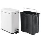 mDesign 5 Liter Rectangular Small Steel Step Trash Can Wastebasket, Garbage - Image 5