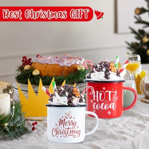 2 PCS Christmas Hot Cocoa Tiered Tray Mug Decor Set with Faux Whipped - Image 5