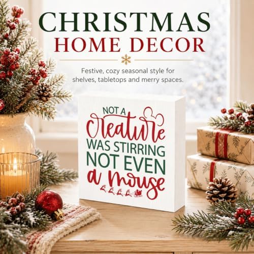 Not a Creature Was Stirring Not Even a Mouse Christmas Wood Box Sign - Image 2