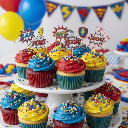 Manvscakes Sprinkles, Blue red and yellow Sprinkles, Super hero Parties, Sprinkle Mix for Cookies, Ice Cream, Cake and Cupcake Decorating - Image 4