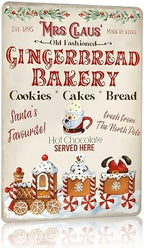 Artlunar Vintage Christmas Decor Gifts Rustic Christmas Mrs Claus Old Fashioned Gingerbread Bakery Tin Sign for Home Farmhouse Kicthen Cafe Bar Wall Decor 8 x 12 inches (3245) by Artlunar