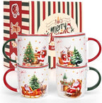 Cabtnca Christmas Mugs, Christmas Mugs Set of 4, Ceramic Christmas Mug, Santa Mug, Holiday Mugs, Xmas Mug Decor, Marry Christmas Gift for Women Kids, 11 Oz by APlaceforCoffeeMugs