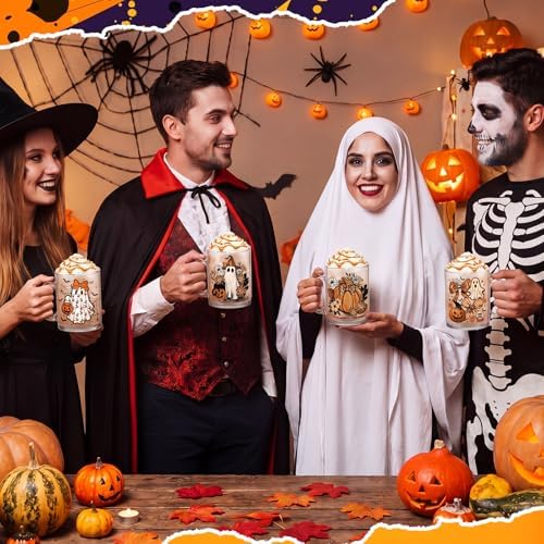 Tioncy 4 Pcs Halloween Coffee Mugs Ghost Glass Cups - Image 4