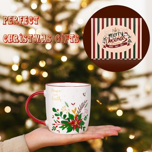 YHRJWN Christmas Coffee Mug Set of 4, Ceramic Tree Mug for Kids Women, Gift Set, Merry Xmas Gifts Ornaments, 11 Oz - Image 4