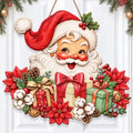 Christmas Decorations Vintage Santa Hanging Wood Sign for Front Door Decor by GUDIO