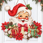 Christmas Decorations Vintage Santa Hanging Wood Sign for Front Door Decor by GUDIO