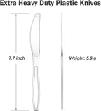 Dealusy 100 Count Extra Heavy Duty Clear Plastic Knives Disposable, Heat - Image 2