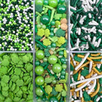 Green Sprinkles for Cake Decorating, ST Patricks Day Spring Sprinkles Mix with Shamrock Clover Jimmies Nonpareils for Ice Cream Cupcakes Baking Cookies Cake Topping - Image 2