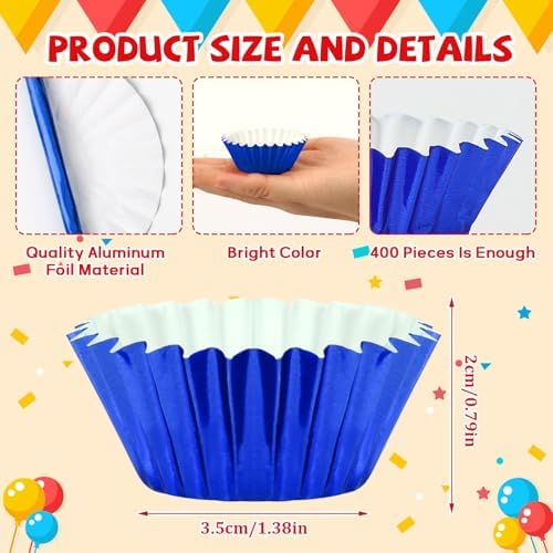 400pcs Mini Foil Cupcake Liners Cupcake Baking Cups, 8 Bright Colors - Image 2