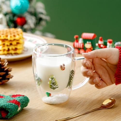 Christmas Gifts For Women Mom Friends Kids Grandma Men Cute Coffee Mugs with Christmas Socks Glass Espresso Tea Cups Kawaii Christmas Stocking Stuffers Decorations Presents Funny White Elephant Gifts - Image 3