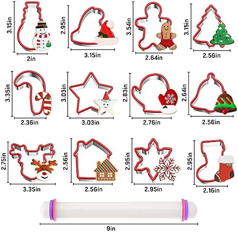 12Pcs Christmas Cookie Cutters Variety Pack, Metal Holiday Cookie Cutters - Image 3