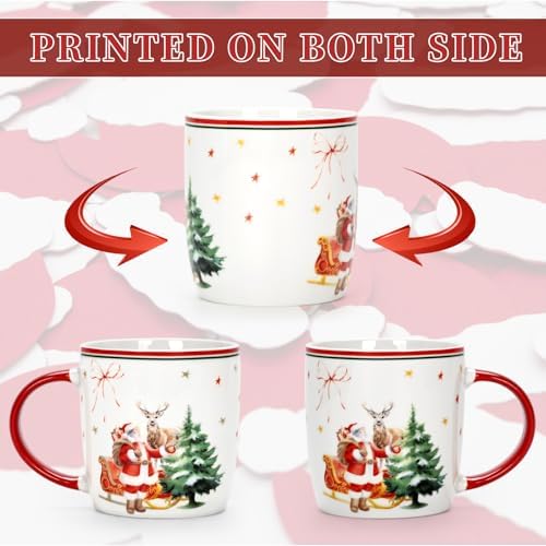 Cabtnca Christmas Mugs, Christmas Mugs Set of 4, Ceramic Christmas Mug, Santa Mug, Holiday Mugs, Xmas Mug Decor, Marry Christmas Gift for Women Kids, 11 Oz - Image 6