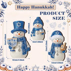 Suzile 3 Pcs Hanukkah Snowman Decorations Blue White Wooden Indoor Decor - Image 3