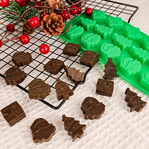 Christmas Silicone Molds Christmas Chocolate Mold Candy Molds for Baking Sweet Treats,Cake Xmas Gift Handmade Soap Candles with Shape of Christmas Tree Santa Head for Christmas Party, Home Baking - Image 4