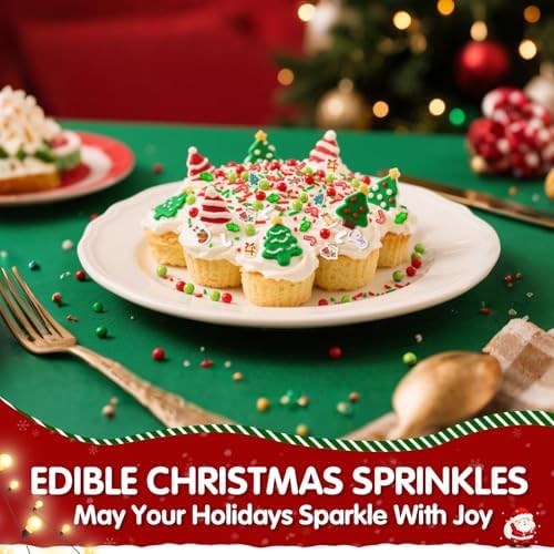 Edible Christmas Sprinkles for Cake Decorating,Red Green White Sprinkle - Image 2