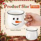 Vesici 6 Pcs Christmas Ceramic Mugs Bulk White Snowman Winter Coffee Cups - Image 2