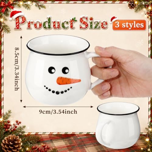 Vesici 6 Pcs Christmas Ceramic Mugs Bulk White Snowman Winter Coffee Cups - Image 2
