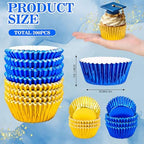 JarThenaAMCS 200Pcs Graduation Foil Cupcake Liners Baking Cups Gold Blue 2026 Congrats Grad Foil Metallic Cupcake Wrappers Muffin Liners for College High School Party Supplies Table Decor - Image 2