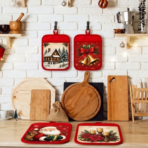 Jingmore 12 Pcs Christmas Pot Holders with Pocket for Kitchen Gift Bulk - Image 5