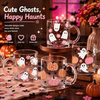 Bokon 4 Pcs Halloween Glass Coffee Mugs with Handle, 12 oz - Image 2