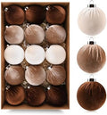Brown Velvet Christmas Tree Ornaments - 15pcs Shatterproof Christmas Balls for Xmas Trees Decorations - Multicolor Brown Neutral Beige, 80mm 3.15inch by GraduationDecorations2023
