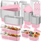 LemonRoad 120 Sets Pink Mini Loaf Pan with Lids and Spoons by Unknown