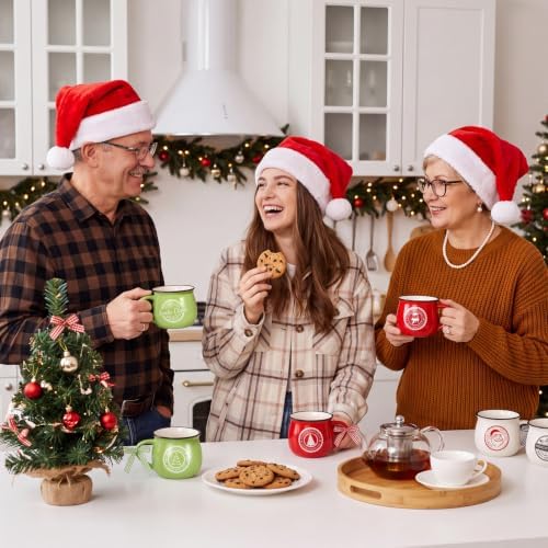 Sawysine Christmas Coffee Mugs 6 Pcs Santa Style, 12 oz Ceramic Holiday - Image 4