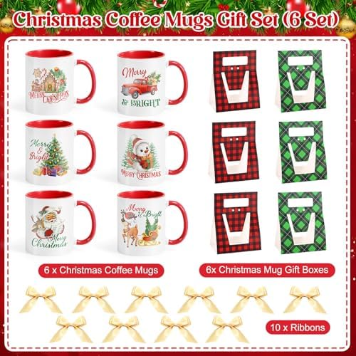 LemonRoad 6 Sets Christmas Coffee Mugs with Mug Boxes 12 oz - Image 2