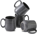 Hasense Dark Grey Coffee Mugs Set of 4, 12oz Ceramic Coffee Cups, Latte Mug with Large Handle for Coffee, Tea, Milk and Hot Cocoa,Easy Hold & Clean, Dishwasher & Microwave Safe by Hasense