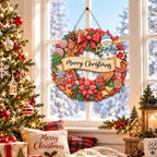 Christmas Decorations Gingerbread Snowman Merry Christmas Wreath Wood Sign - Image 6