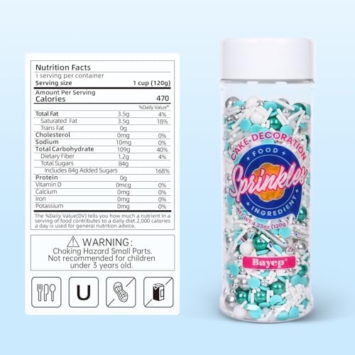 Snowflake Sprinkles for Cake Decorating 4.23 ounce Frozen in Sugar Pearls Sprinkles for Cupcakes Topper Cookie Metallic Sprinkles Mix Jimmies Confetti Cake Decorations for Kid's Birthday Christmas Party - Image 2