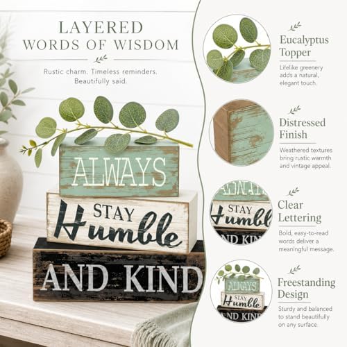 4pcs Farmhouse Table Decor, Always Stay Humble and Kind Inspirational Decor - Image 3