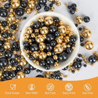 Edible Pearl Sprinkles for Cake Decorating,Black Gold Candy Sprinkle Mix - Image 3