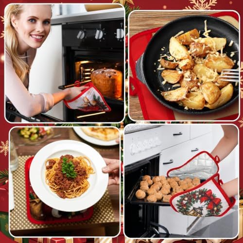 Jingmore 12 Pcs Christmas Pot Holders with Pocket for Kitchen Gift Bulk - Image 4
