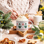YHRJWN Christmas Mugs Set of 4, Christmas Mugs with Xmas Tree, Snowman, Snowflake, Reindeer Design Pixel Print, Xmas Coffee Mugs for Family Friends, 12 Oz - Image 3