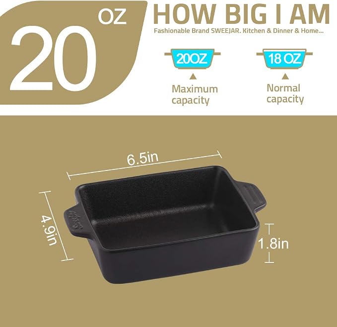 Sweejar Ceramic Baking Dish, Rectangular Small Baking Pan - Image 3
