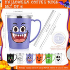 6 Pcs Halloween Coffee Mug 16 Oz Insulated Stainless Steel Gift Cup - Image 2